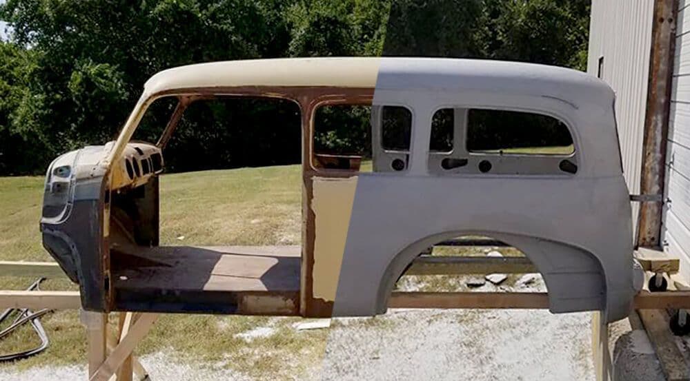 Automotive dustless blasting and surface restoration project by Pierre & Co Mobile Blasting (project 2)